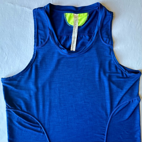 Objet d'Art Womens Tank Top Athletica Workout Gym Blue Neon Yellow Detail Size M - Picture 5 of 12